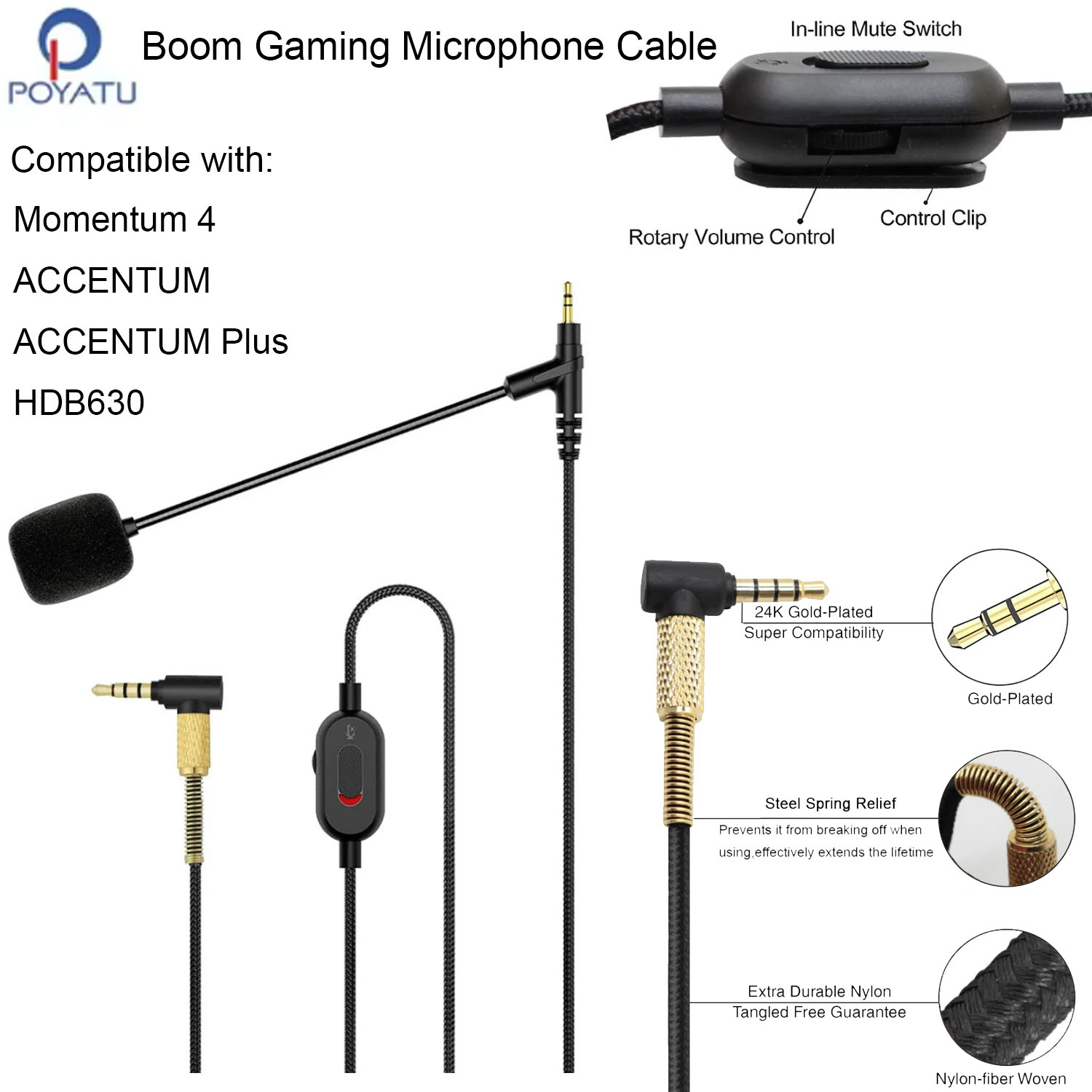 Boom Mic Headphone Cable for S - Sennheiser Headphone Momentum 4 recension och pris