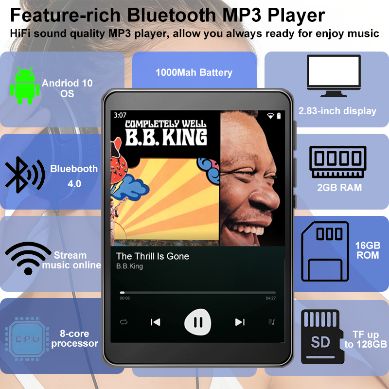 WiFi MP3 Player Andriod 10 Spo - Audio Music Mp3 Downloader recension och pris